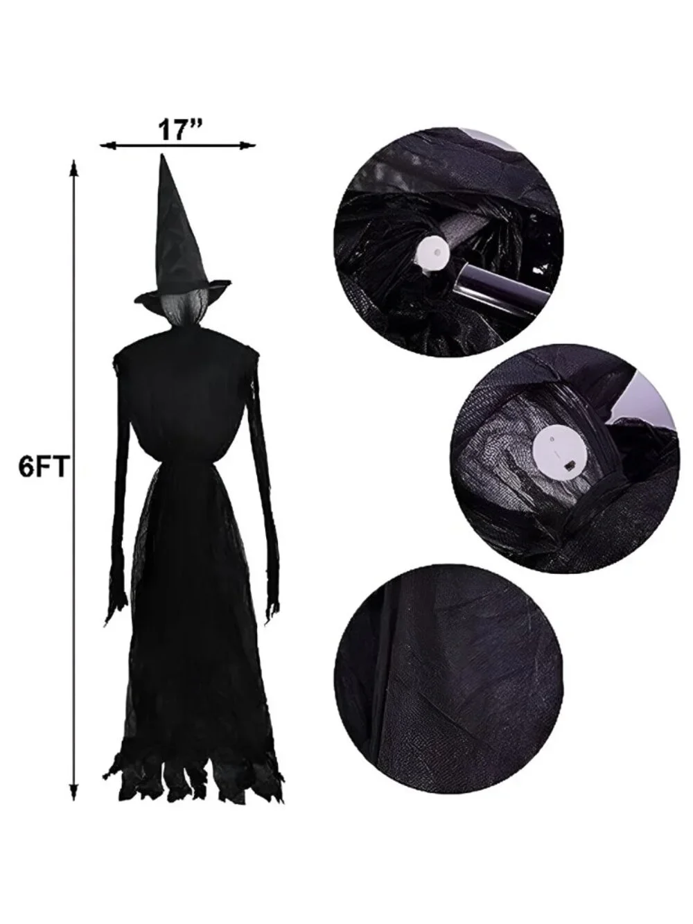 3 Pack Halloween Decorations Outdoor Halloween Witches Decor, 6FT